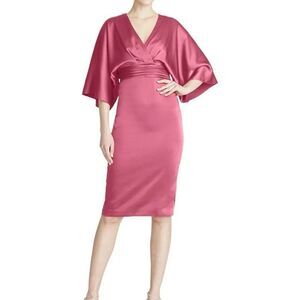 Theia Kimono Satin Sheath Cocktail Dress 14 NWT